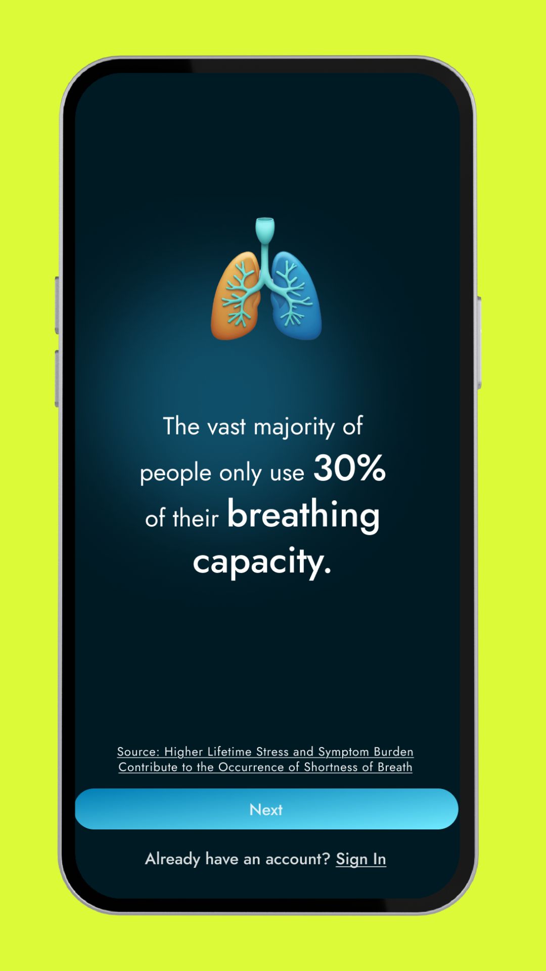 Apnea training app – UX/UI design for an intuitive breath-hold training experience.