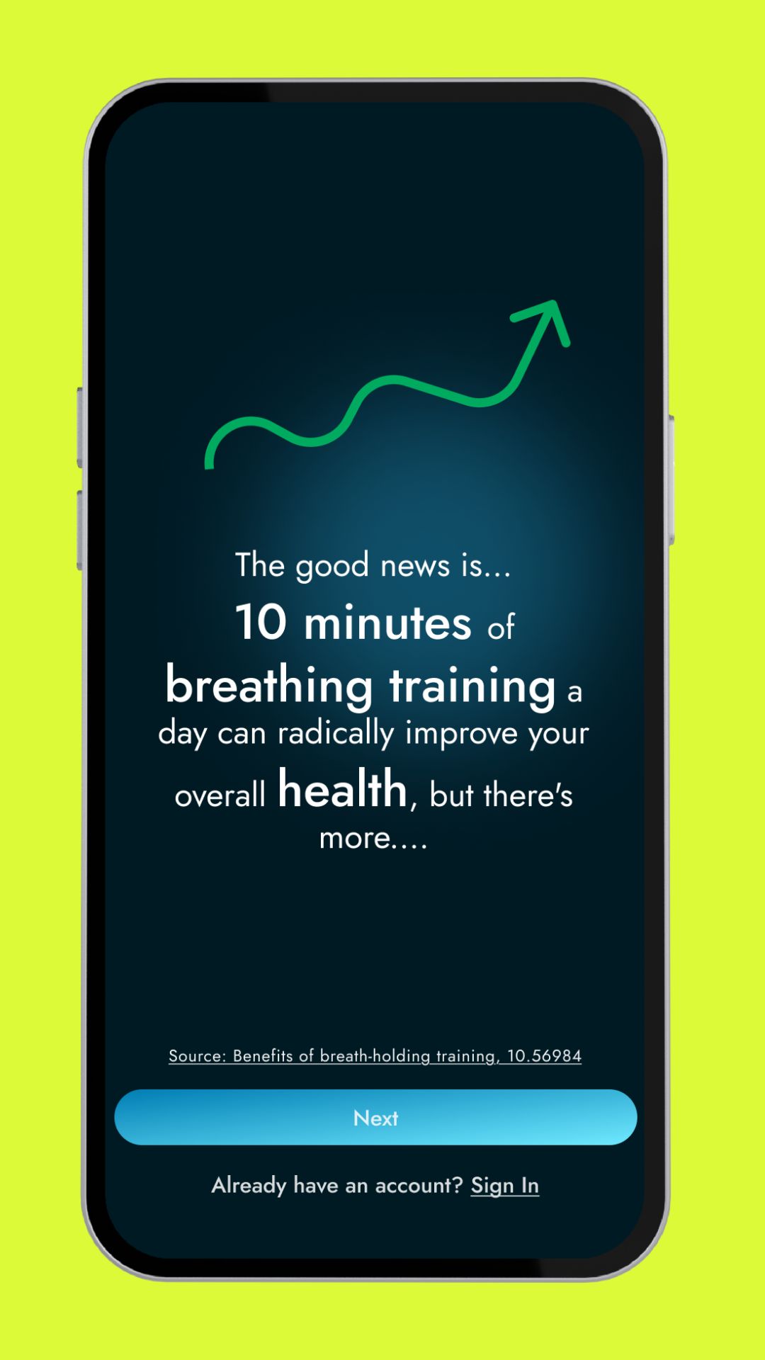 Minimalist UI for breath control exercises – UX design for focus and clarity.