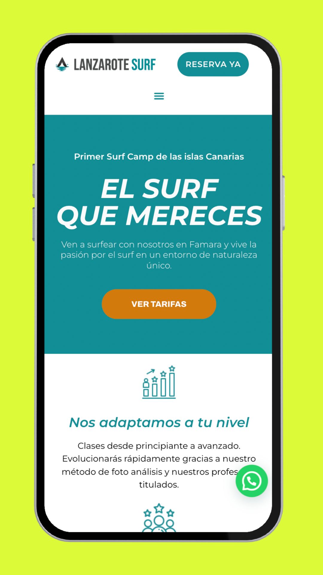 Lanzarote Surf School website redesign – modern UX/UI for a seamless user journey.